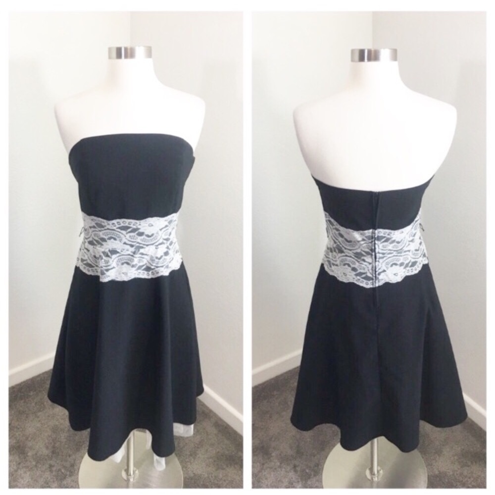 Ruby Rox black lace strapless dress